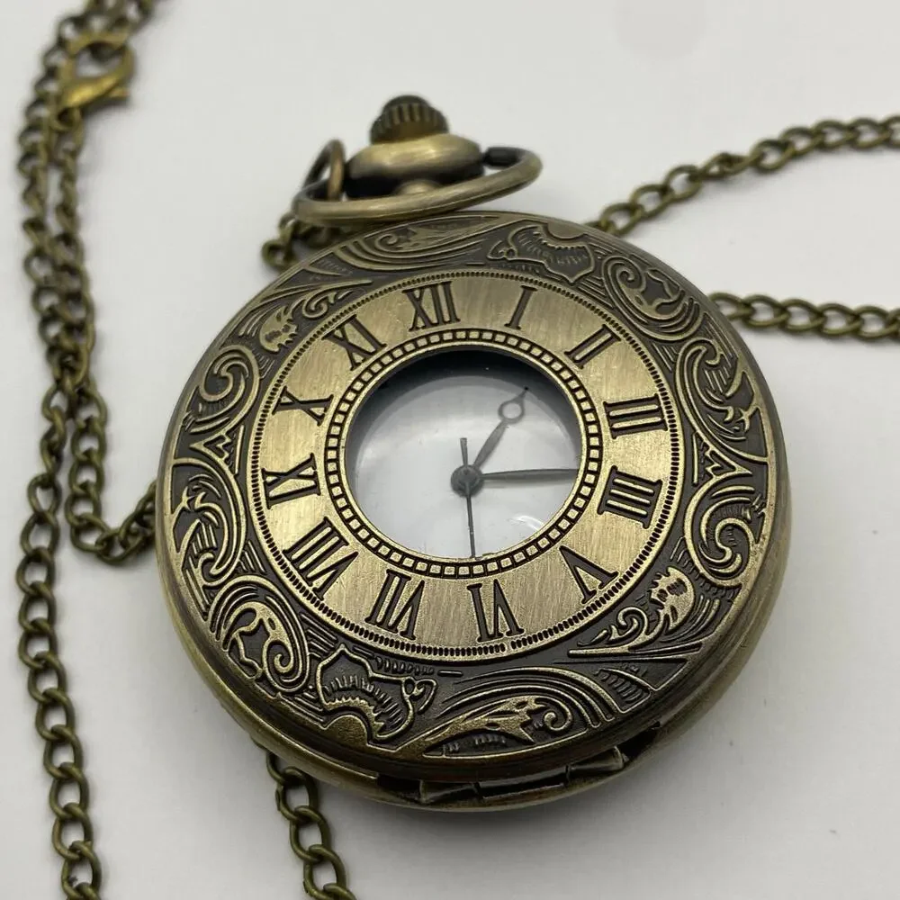 Antique-Style Bronze Pocket Watch - Quartz Movement